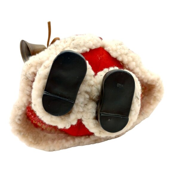 Old World Santa Claus in Red Coat Faux Fur Christmas Figure Bell Pinecone Sack - Picture 6 of 9